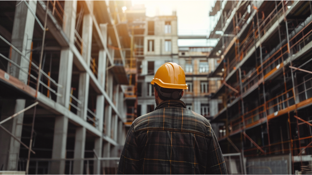 A builder walking envisioning the future