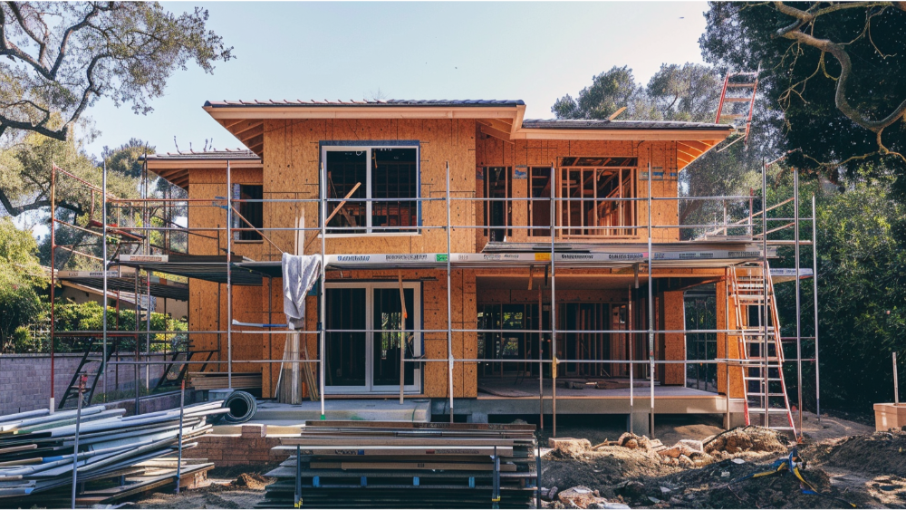 A home in the middle of construction