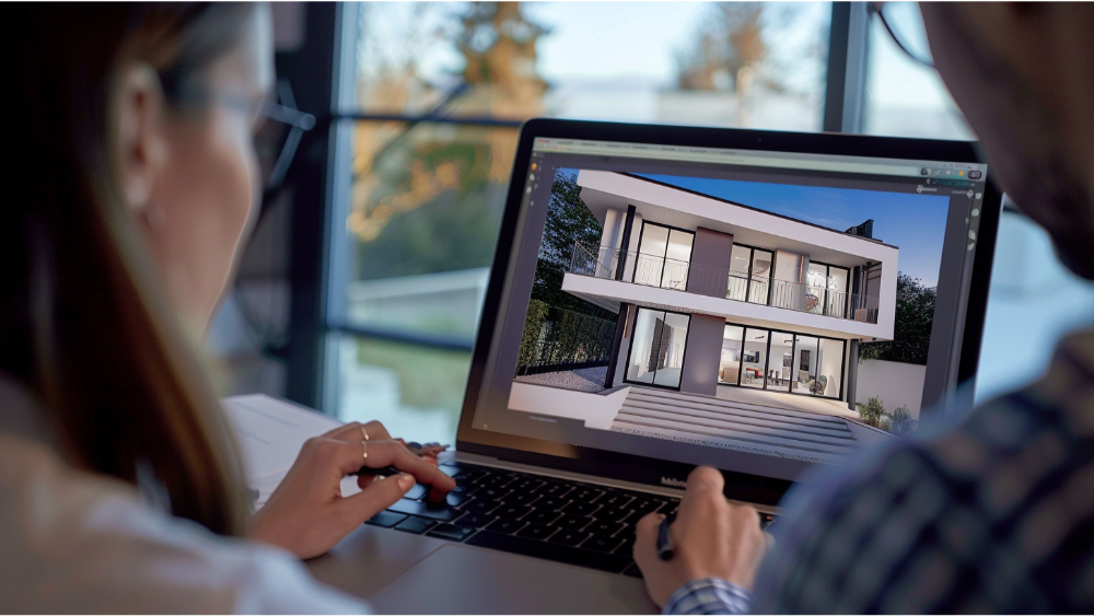 A homeowner looking at a portfolio