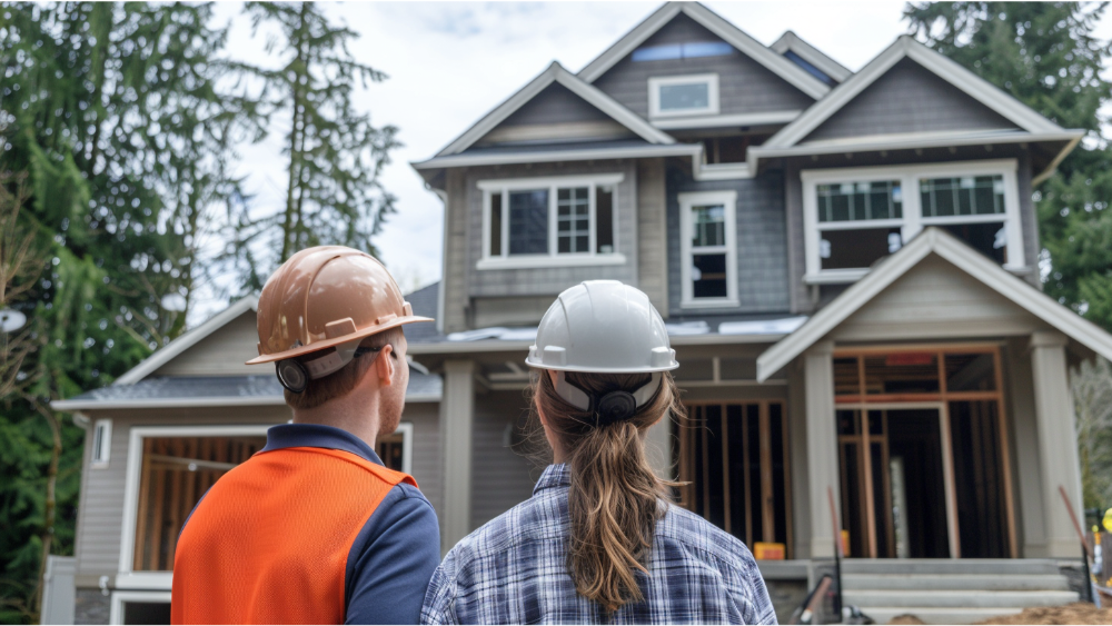 A homeowner and builder talking