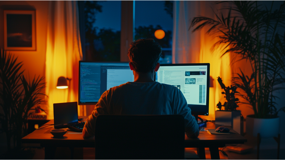 A man working on his laptop