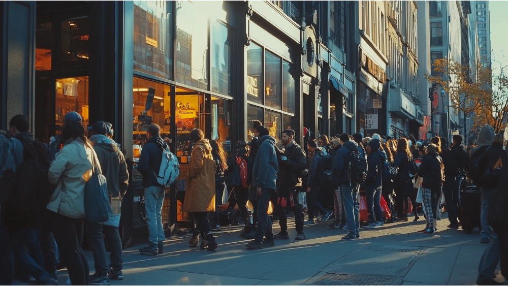 A line outside of a business