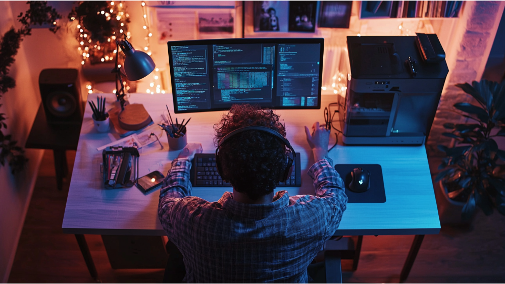 A man working on his computer