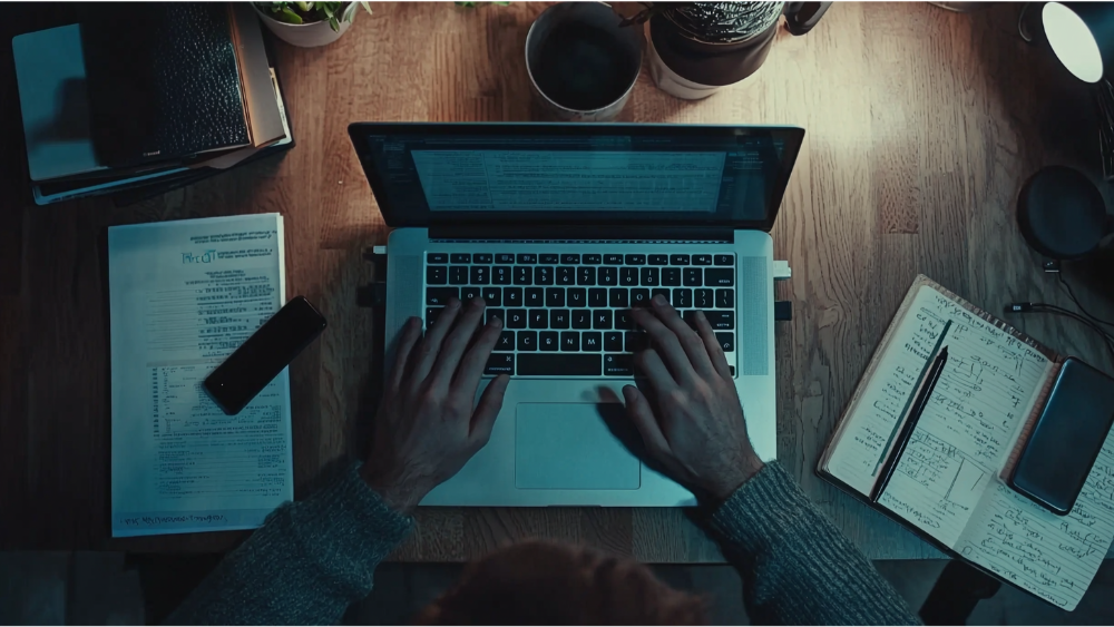 A man working on his computer