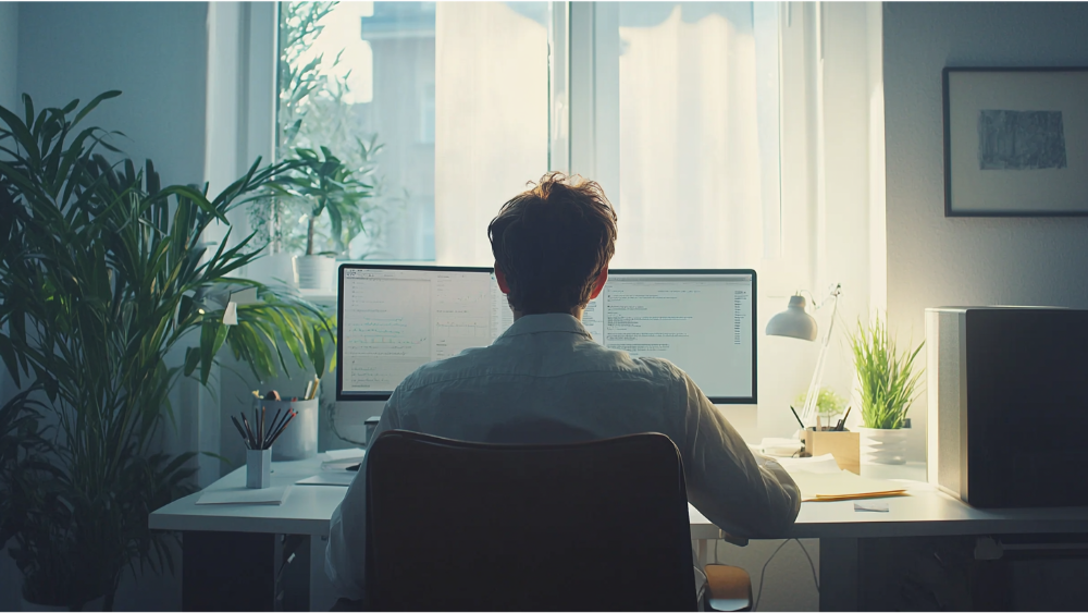 A man working on his computer