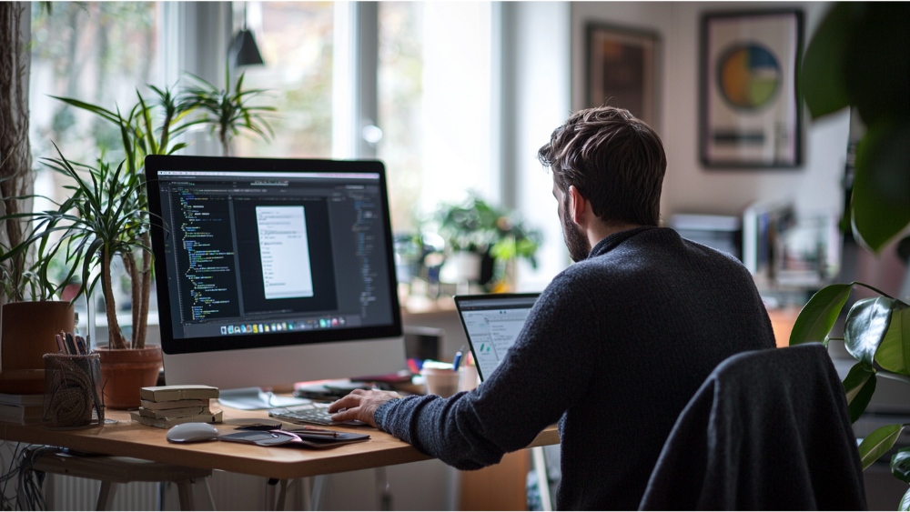 A man working at his desk