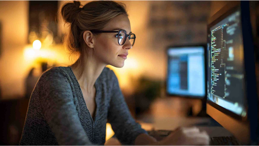 A lady working at her desk