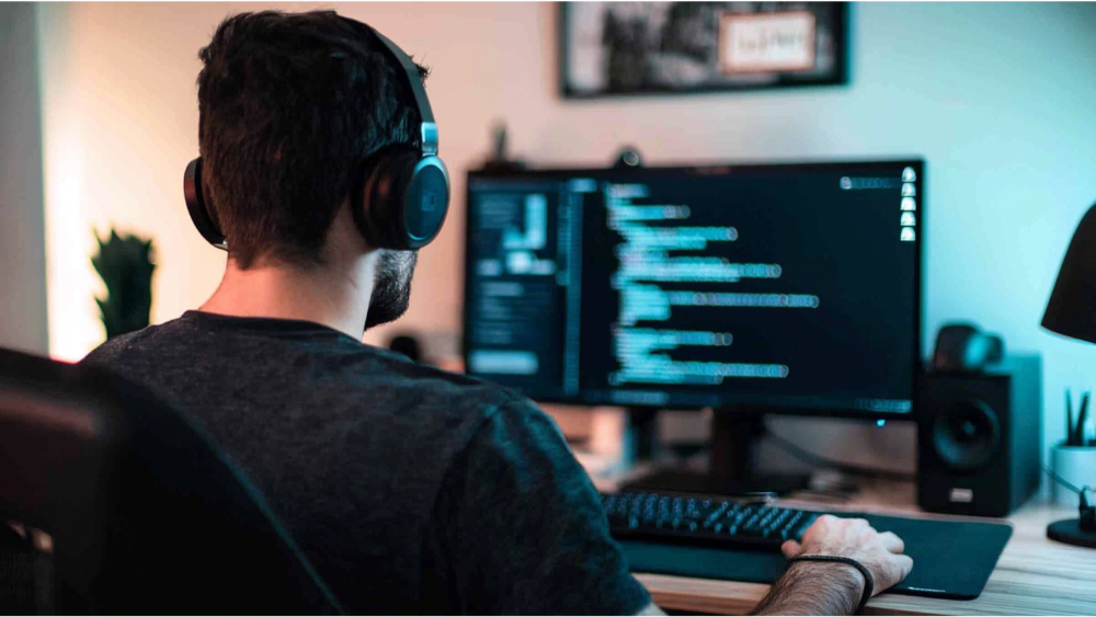 A man working on his computer