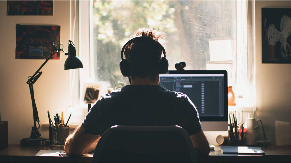 A man working on his computer