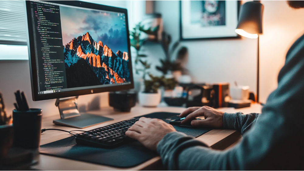 A man working on his computer