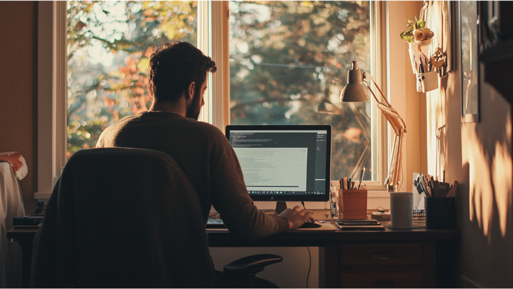 A man working on his computer