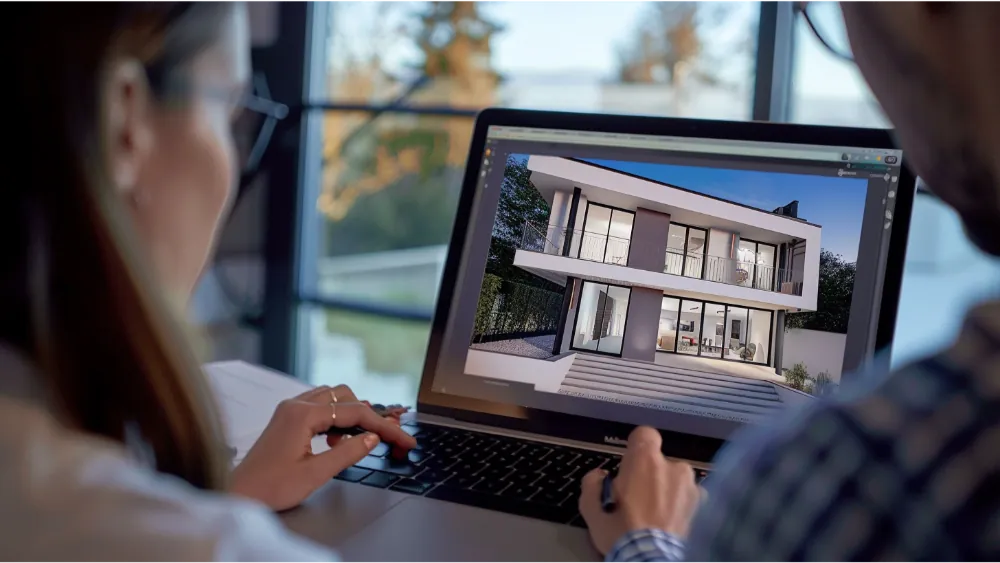 A homeowner looking at a portfolio